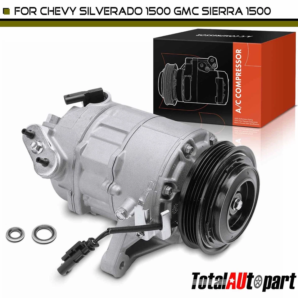 Compresor de aire acondicionado con 4 ranuras para Chevrolet Silverado 1500 2016-2018 GMC Sierra 1500 Foto 1 de 4