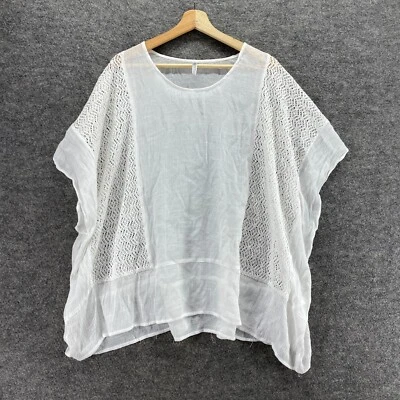 Monoreno Top Women M Medium White Short Sleeve Crew Neck Sheer Pullover Casual - Image 1 of 4