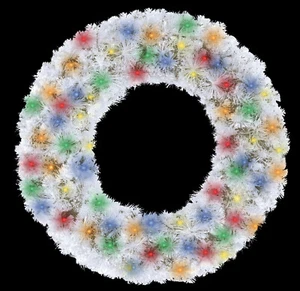 3' White Sequoia Wreath with Pre-Lit Multicolor LED Lights - Picture 1 of 1