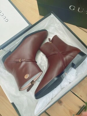 Gucci кожи Elite икры ботинки цвет бордо размер 37,5 модель 599019 подлинный - Изображение 1 из 4