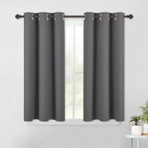 NICETOWN Grey Kitchen Blackout Short Curtain Panels for Bedroom, Thermal Insulat - Picture 1 of 12