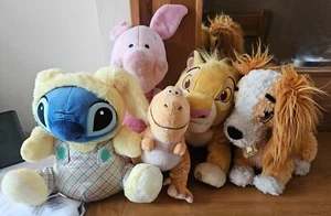 Disney Piget, Stitch, Lady, Simba & Dinosaur soft plush toy teddy bundle job lot - Picture 1 of 1