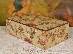 Fantastische RIESIGE antike französische Textil-überzogene Boudoir-Box, Printemps PARIS - Bild 1 von 12