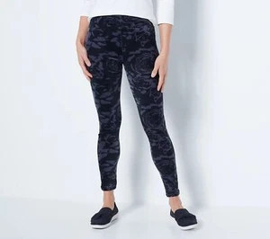 Cuddl Duds Double Plush Velour Leggings Grey Shdw Flrl XL New - Picture 1 of 1