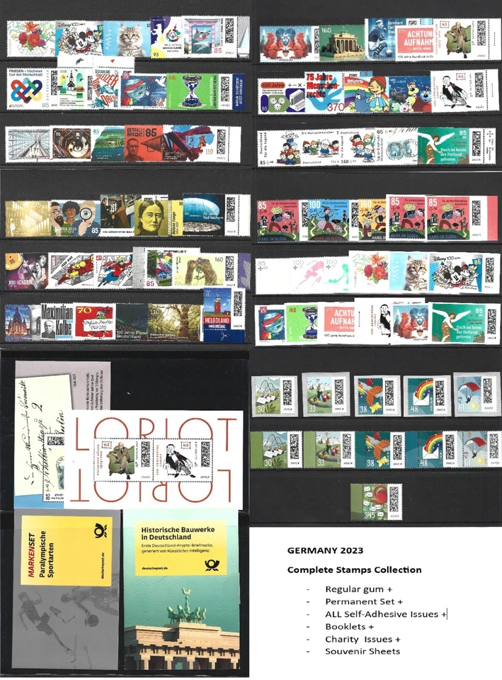 GERMANY 2023 Complete Year CONM+PERM+SELFADH+SS+BOOKLETS MNH  HCV ! - Image 1 of 1