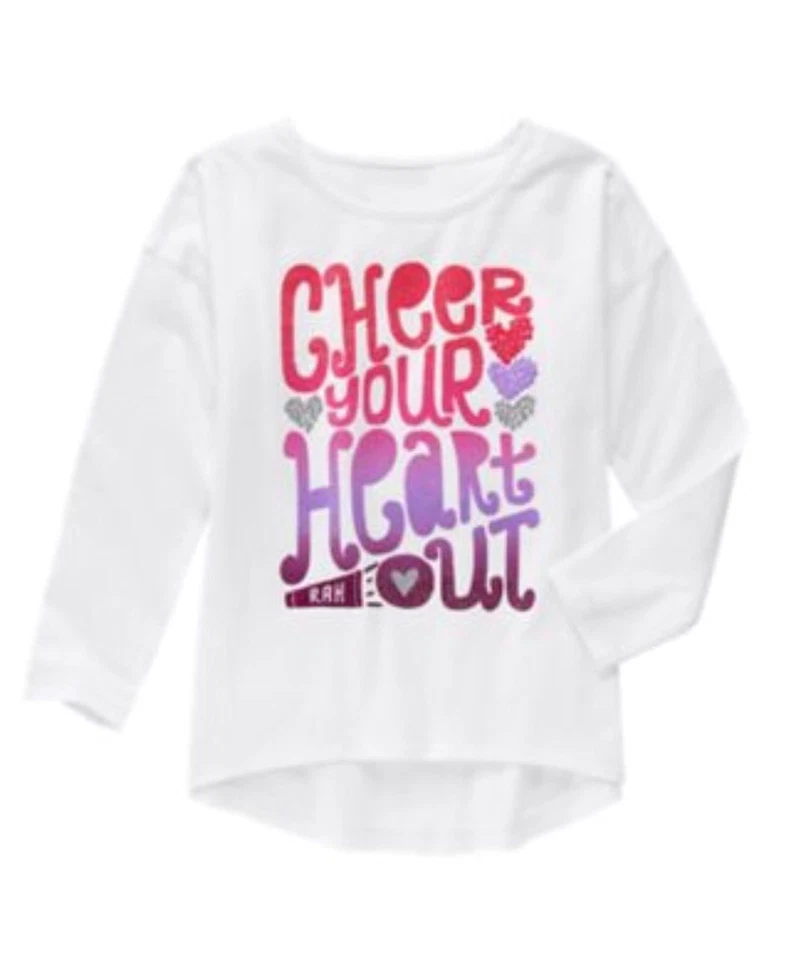 Gymboree Gymgo Active Glitter Cheer Your Heart Out White Shirt Girls NWT Xs 3 4 - Image 1 of 1