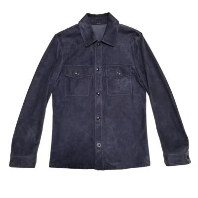 TOM FORD Suede Shirt Jacket Navy - Image 1 of 4