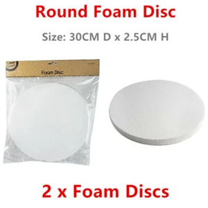 2 x 30CM Round Foam Disc White Polystyrene DIY Art Craft Supplies Styrofoam - Picture 1 of 1