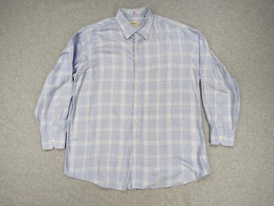 Camisa Tommy Bahama Para Hombres 16.5 32-33 Azul Cuadros Vestido Abotonado Preppy Años 90 Foto 1 de 4