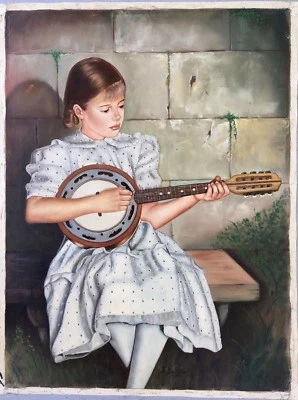 Salvatore De Rosa - Jovem tocando um bandolim cumbus - óleo sobre tela - Imagem 1 de 4