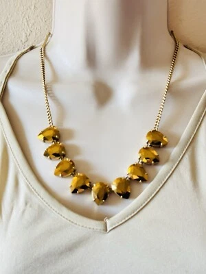 J. Collar Crew Cristal Estrás Lágrima Collar Tono Dorado Brillante Diseñador Foto 1 de 4