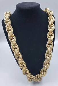 **Vtg Oversized Coro Pegasus Rolo Link Chain Necklace Large Gold Tone 26"L** - Picture 1 of 4