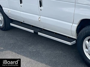 APS Premium 6" Silver Side Bars Fit 99-14 Ford Econoline Full Size Van - Picture 1 of 6