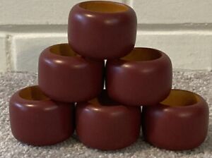 6 Red Lacquered Wood Napkin Rings Holders Special Holidays Family Dining