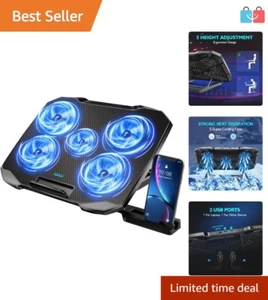 Laptop Cooling Pad Stand w/ 5 Quiet Fans, Adjustable Angles for 12-15.6” Laptops - Picture 1 of 10