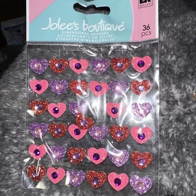 Pegatinas dimensionales de San Valentín Jolee's Boutique TWEEN GEM HEARTS nuevas en paquete Foto 1 de 2
