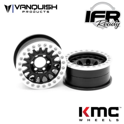 NEW Vanquish 1.9 Alum KMC KM445 Impact Beadlock Wheels Black (2) FREE US SHIP - Image 1 of 4