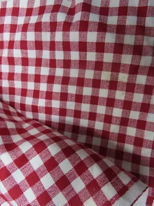 44" by 44" Red and White Checked Fabric piece Remnant Cotton - Picture 1 of 3