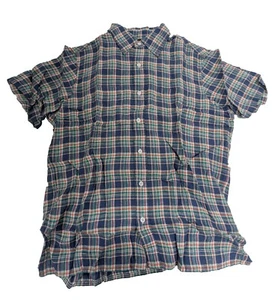 Camisa POLO RALPH LAUREN Azul a Cuadros Lujo Lino Manga Corta Abotonada Talla M - Imagen 1 de 2