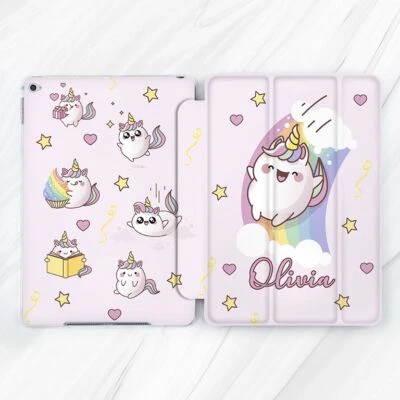 Custom Name Kawaii Unicorn Case For iPad 10.2 Air 3 4 5 Pro 9.7 11 12.9 Mini - Image 1 of 4