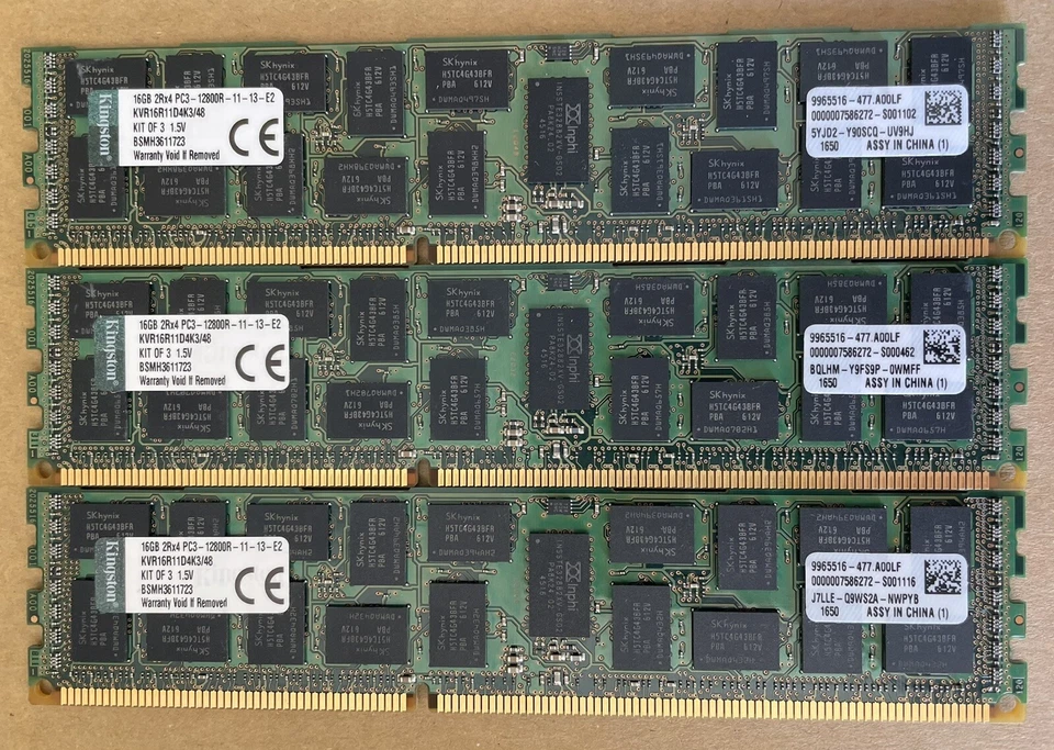 KINGSTON KVR16R11D4K3/48 PC3-12800R DDR3 1600 48GB ECC REG KIT (16G X3) SERVER - Image 1 of 1