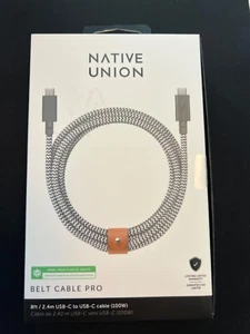 Native Union - 8ft / 2.4m USB-C to USB-C Cable (Ultra Strength) - Zebra - Picture 1 of 2