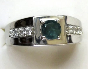 Teal Grandidierite & Zircon Ring / size 10 / 925 Sterling Silver / 0.9cts 4.9g - Picture 1 of 5