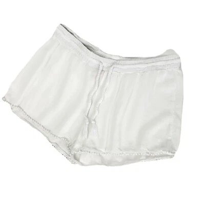 Pantalones Cortos Xhilaration Para Mujer S Blanco Arrugado Borde Pompón Cordón Costero Informal Foto 1 de 4