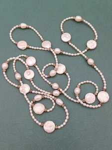 Vintage Inspired Coin/Potato Freshwater Pearl Hill Tribe Silver Beaded Necklace - Picture 1 of 10