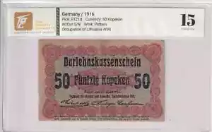 Alemania 1916 (Ocupación de Lituania WW|) 50 Kopeken Pick #R121d 15 Elección Fina - Imagen 1 de 2