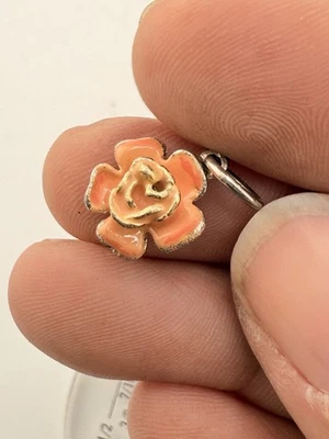 Dije de ROSA ROSA de plata esterlina de colección para pulsera COLGANTE esmaltado a mano ROSA/NARANJA Foto 1 de 3