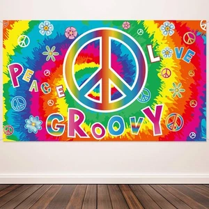60's Hippie Party Decoration Groovy Banner Hippie Theme Party Photography Bac... - Picture 1 of 7