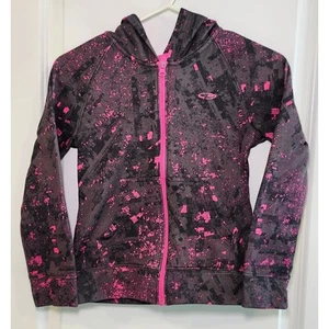 Champion Hooded Jacket Girl's Size M (7/8), Dark Gray, Pink & Black Zip Up - Picture 1 of 7