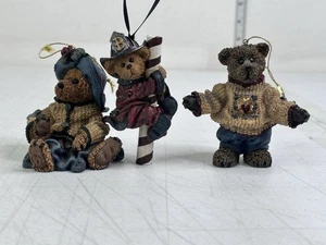 Lote de 3 adornos Boyds Bears bastón de caramelo suéter jinete resina de Navidad LE 1996 de colección - Imagen 1 de 10