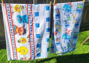 2 Stk. Sesamstraße Twin Top Flat Sheet Lot Vintage 90s-Y2K Big Bird Bert Ernie - Bild 1 von 7