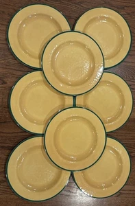 Threshold Melamine Dinner Plate Set Of 8 Yellow With Green Trim New With Tags - Picture 1 of 3