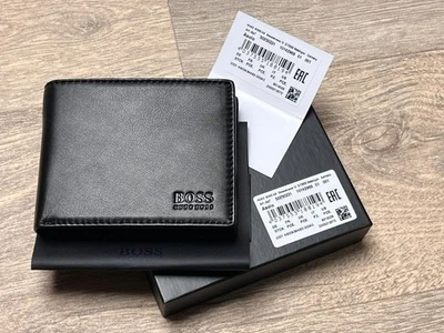 Hugo Boss Men's Asolo Black Leather Bifold Wallet Card & Coin Christmas Gift New - Image 1 of 4