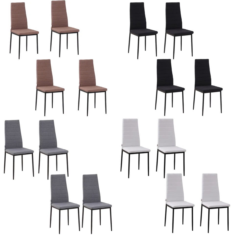 HOMCOM Set 4 Sedie Imbottite per Cucina o Soggiorno in Metallo e Tessuto - Immagine 1 di 1