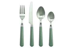 Apollo Fun Cutlery Green or Red Hoops Stripes Spoon Fork or Teaspoon - Picture 1 of 14