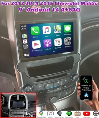 4+64G Android14 Carplay Car Stereo Radio GPS Navi For 2013-2015 Chevrolet Malibu Foto 1 de 4