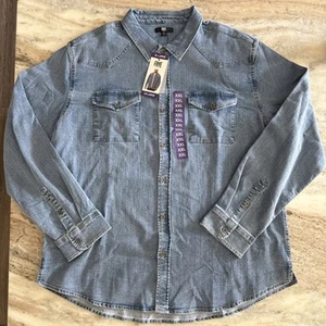 NWT Frye Men's Denim Button-Down Pocket Shirt Medium Wash Blue Extra Large (XL) - Picture 1 of 5