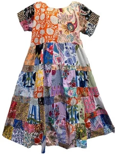 Nwt FUNKY STUFF nothing matches patch cotton maxi hippy boho DRESS 1X Free shipp - Picture 1 of 5