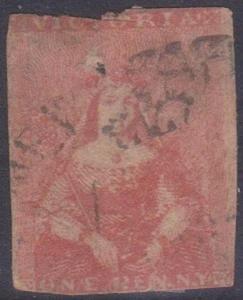 (F370-5) 1850 VIC 1d rose QVIC stamp (E)  - Foto 1 di 1