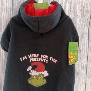 The Grinch Dog Hoodie Large Black Red Holiday Christmas Jacket Sweater Fleece - Picture 1 of 10
