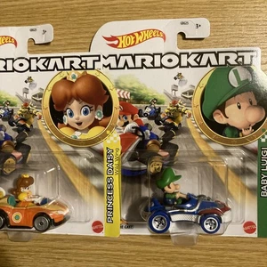 HOT WHEELS MARIOKART MARIO KART BABY LUIGI SNEEKER & PRINCESS DAISY WILD WING - Picture 1 of 12