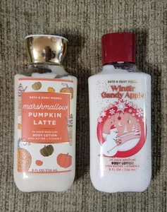 Set 2 Bath Body Works Winter Süßigkeiten Apfel & Eibisch Kürbis Latte 8 Unzen Lotion  - Bild 1 von 9