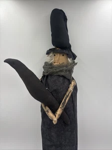 Handgefertigte gruselige Hexe Puppe mit Krähe primitive Halloween Volkskunst Dekor 33 Zoll - Bild 1 von 12