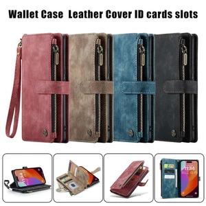Hülle für iPhone 15 14 13 12 11 Leder Handy Tasche Schutz Flip Case Etui Wallet - Bild 1 von 23