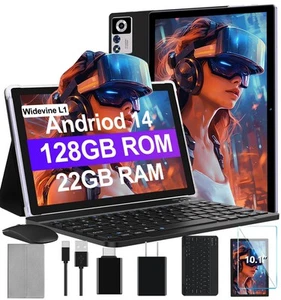 2025 Android 14 Tablet 22GB RAM 128GB ROM 1TB Expand, 10.1 inch 8000mAh Octa-... - Picture 1 of 7
