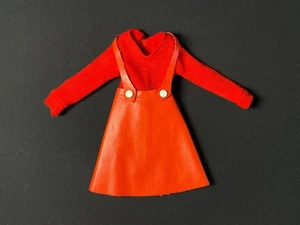 Sindy Leather Looker 1963 red leatherette skirt 12S51 +  jumper top fit 12” doll - Picture 1 of 5
